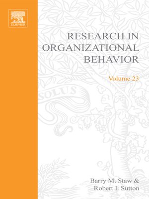 cover image of Research in Organizational Behavior